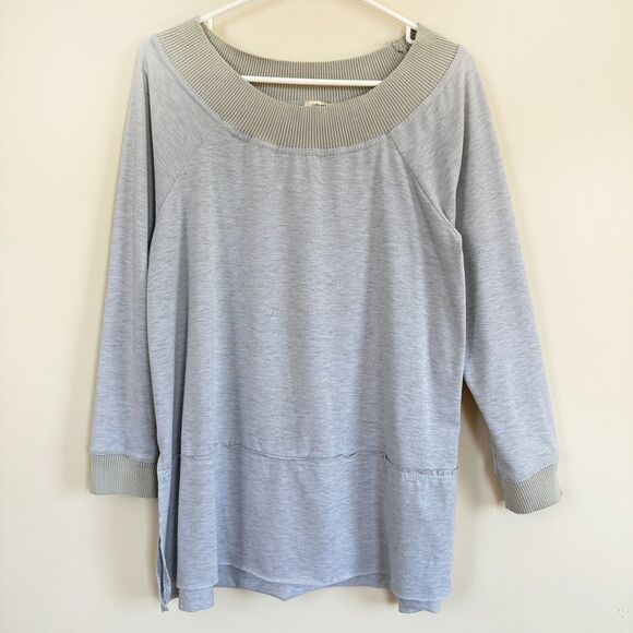 Umgee Off the Shoulder Tunic Womens SMALL Long Sleeve High Low Hem Shirt Gray - Picture 1 of 7